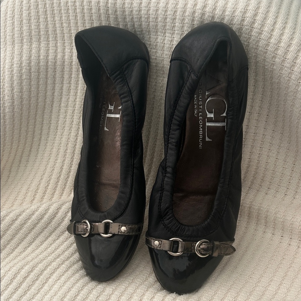 AGL Black Leather Loafers with Buckle Detail